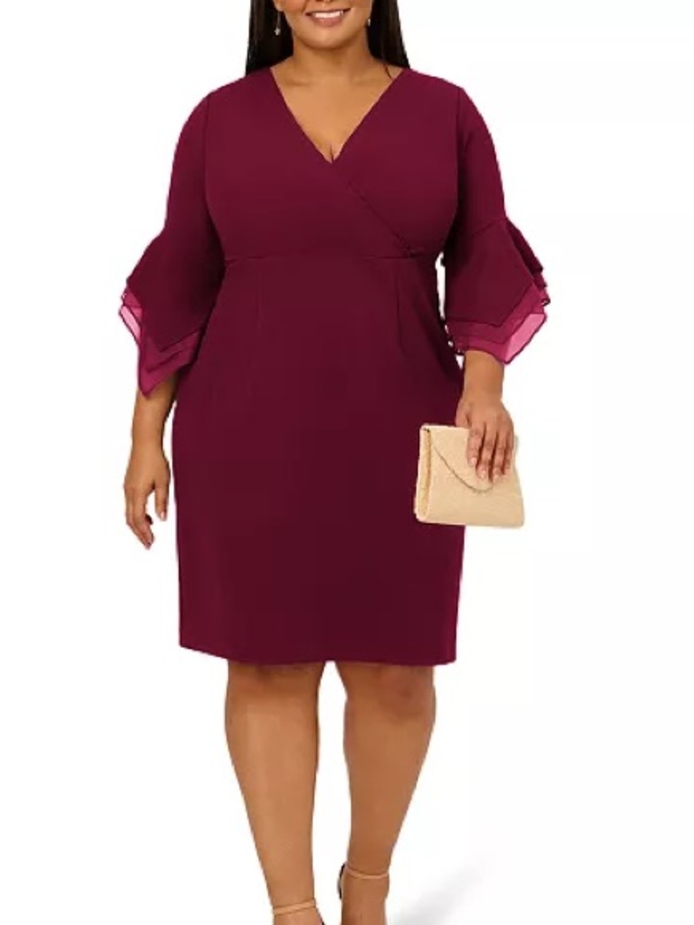 Adrianna Papell Plus 3/4 Sleeve Sheath Dress